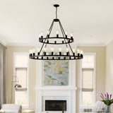 52 Inch Black Wagon Wheel Chandelier, 36-Lights