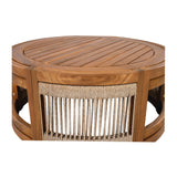 27.95" Acacia Wood Outdoor Coffee Table with Handwoven Rope Accent