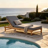 Light Teak Acacia Wood Chaise Lounge Set