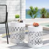 Outdoor Metal Set of 2 End Tables