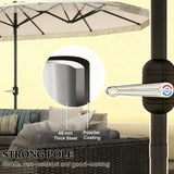 Extra Large Outdoor Umbrella with Fringe and Crank Handle