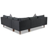 4-Pieces Outdoor Wicker Sofa Set with Colorful Pillows
