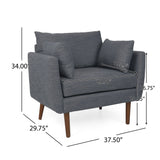 Luminate Upholstered Fabric Club Chair with Tapered Legs and 2 Accent Pillows