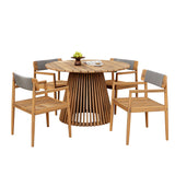 Patio Set Outdoor Acacia Wood Furniture Sets - Braided Dining Chairs & Dining Table