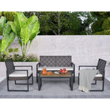4 Piece Patio Furniture Set With Acacia Wood Table Top