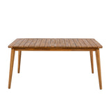 Outdoor Dining Set with Acacia Wood Table and 4 Chairs, Beige