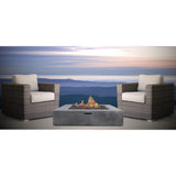 3 Piece Patio Rattan Furniture Set Fire Pit - Brown