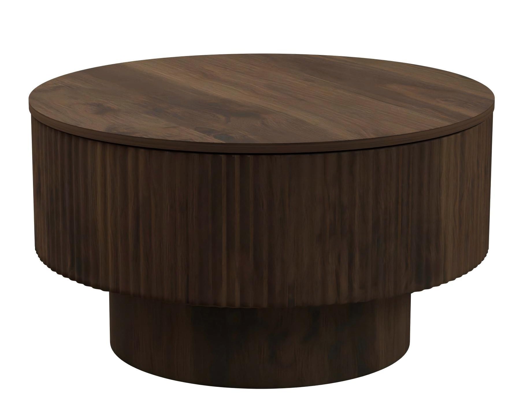 Modern Circular Coffee Table With Stripe Design And Storage Space