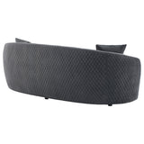 Luxe Upholstered Curved Sofa With Trim And Diamond Quilting - Dark Gray