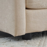 Modern Accent Chair with Ottoman in Beige Chenille