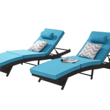 Outdoor Wicker Chaise Reclining Chair Set of 2