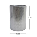 Modern Round Accent Table With Hammered Surface