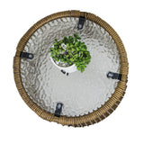 6PCS Outdoor Patio Balcony Natural Color Wicker Sofa Chair Set with Beige Cushion,Round Tempered Glass Table