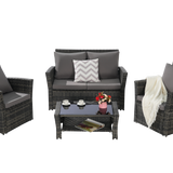 4 Pieces Outdoor Patio Furniture Sets Garden Rattan Chair Wicker Set