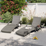 K&K 80" Outdoor Wicker Chaise Lounge Chairs Set of 2
