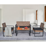 4 Piece Patio Furniture Set With Acacia Wood Table Top