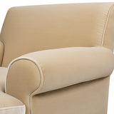 Alana 38' Lawson Accent Arm Chair Metal Casters, Fawn Brown Performance Velvet