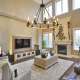 32" Rustic Farmhouse 10-Light Candle Chandelier