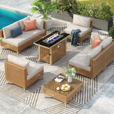 K&K 8-Piece Patio Furniture Set with Fire Pit Table