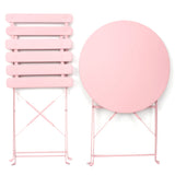 3 Pieces Patio Bistro Balcony Metal Chair Table Set - Pink