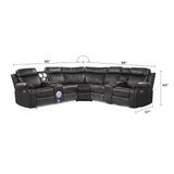 Power Reclining Sectional Sofa with Bluetooth Speakers – Black, Dark Gray, Beige