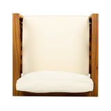 Outdoor Acacia Wood Club Wooden Armchair with Cushions (Set of 2)