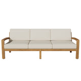 Outdoor L Shape 3pcs Acacia Wood Patio Sofa Set