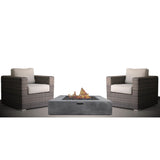 3 Piece Patio Rattan Furniture Set Fire Pit - Brown