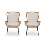 Outdoor Wicker Club Chair With Cushions (Set of 2)
