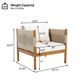 Outdoor Acacia Wood Club Chair with Diamond Rope Weave & Cushions, Teak Finish