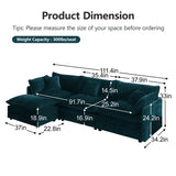 Comfortable Deep Seat Modular 3 Seater Sectional Sofa with Ottomans - Chenille