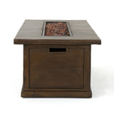 Transitional Rectangular Outdoor Propane Fire Pit With 50,000 BTU