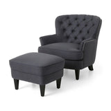 Enchante Living Room Set With Tufted Back Club Chair And Ottoman