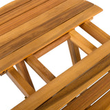 Patio Conversation Set with Foldable Acacia Wood Table and Cushioned Armchairs