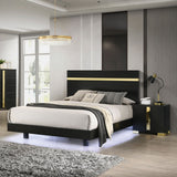 Modern Black 3-Piece Full Size Bedroom Set with LED Lighting