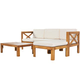 Topmax Outdoor Patio Wood 5-Piece Sectional Sofa Seating Group Set