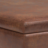 Owen XL Square Coffee Table Storage Ottoman - Distressed Saddle Brown