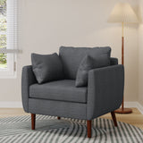 Luminate Upholstered Fabric Club Chair with Tapered Legs and 2 Accent Pillows
