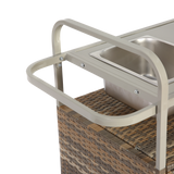 Outdoor Bar Table with Wicker Cabinet and Steel Top