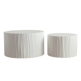Nesting Coffee Table Set of 2 Round Wooden Tables