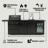 84-Inch Deluxe Stainless Steel Gas Outdoor Kitchen Barbecue Island Grill