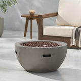 27' Bowl Shaped MGO 40,000 BTU Propane Fire Pit, Light Grey (Tank Cover not Included)