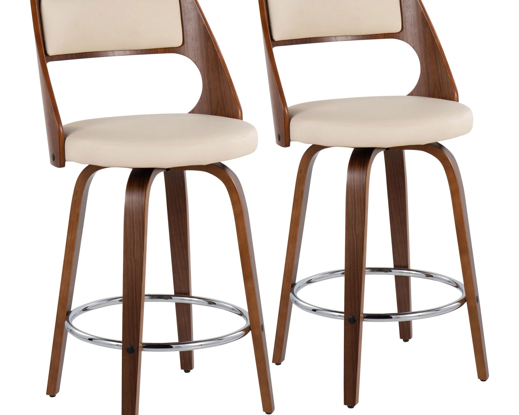 Cecina - Mid-Century Modern Fixed Height Counter Stool With Swivel And Round Footrest (Set of 2)