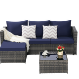 2 Pieces Patio Furniture Set, Outdoor Woven Sectional L-Shaped Patio Furniture