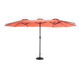 14.8 Ft Double Sided Outdoor Umbrella Rectangular Large with Crank (Orange)