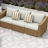 Rattan Wicker Seater Patio Couch with Cushions and Throw Pillows