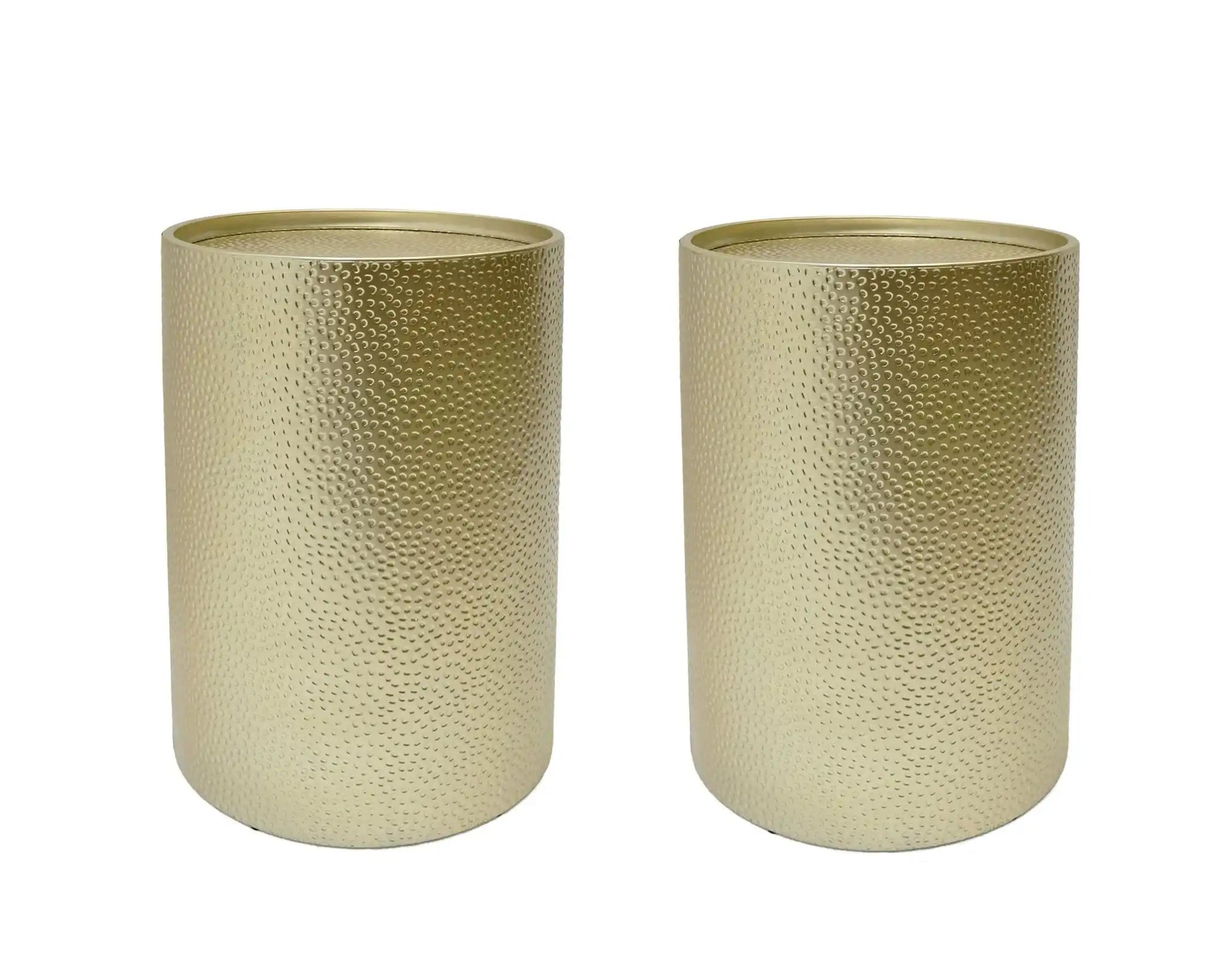 Modern Round Accent Table With Hammered Surface