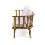 2-Person Outdoor Acacia Wood Patio Seating Group with Cushions and Coffee Table