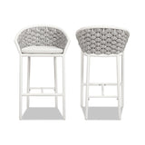 Rowan - Rope Barrel Low Back Patio Counter Stool (Set of 2) - Optic White