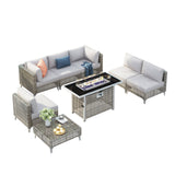 K&K Patio 8-Piece Patio Furniture Set with 43" Fire Pit Table